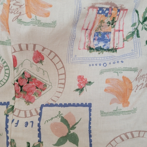 Abercrombie Linen-Blend Puff Sleeve Top Italian Summer Print - Picture 5 of 10